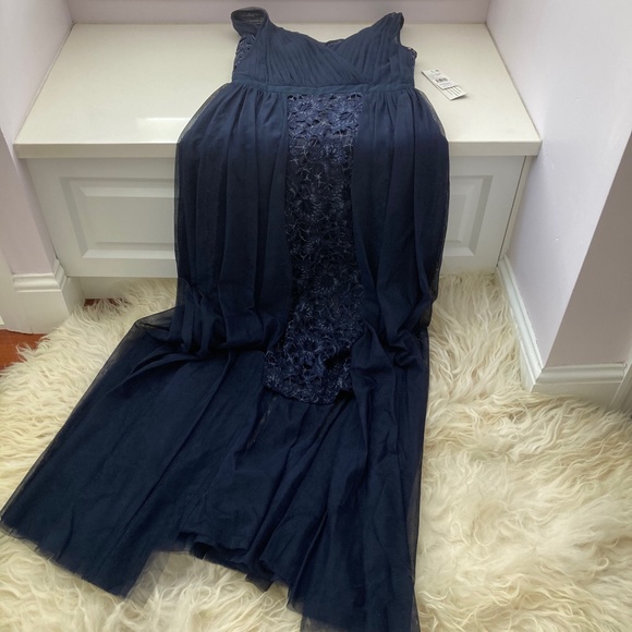 AIDAN MATTOX Womens Navy Sleeveless Below The Knee A-Line Evening Dress - Picture 3 of 14